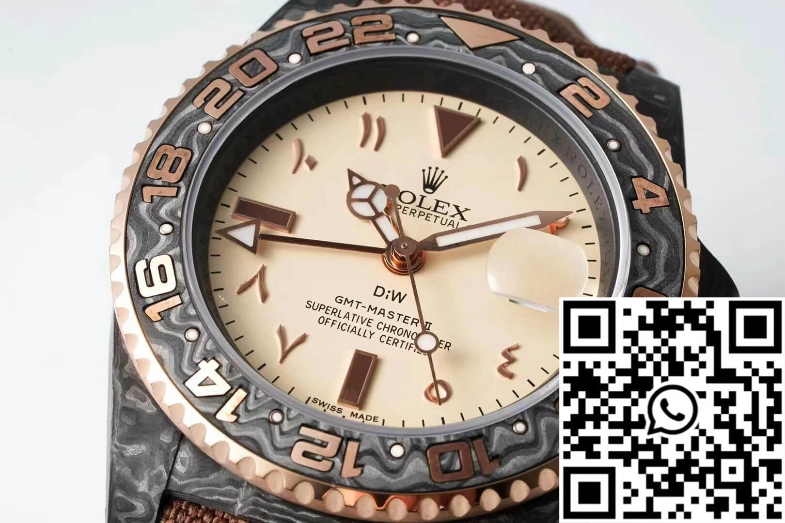 Rolex GMT-MASTER II Diw Carbon Fiber Brown Fabric Strap