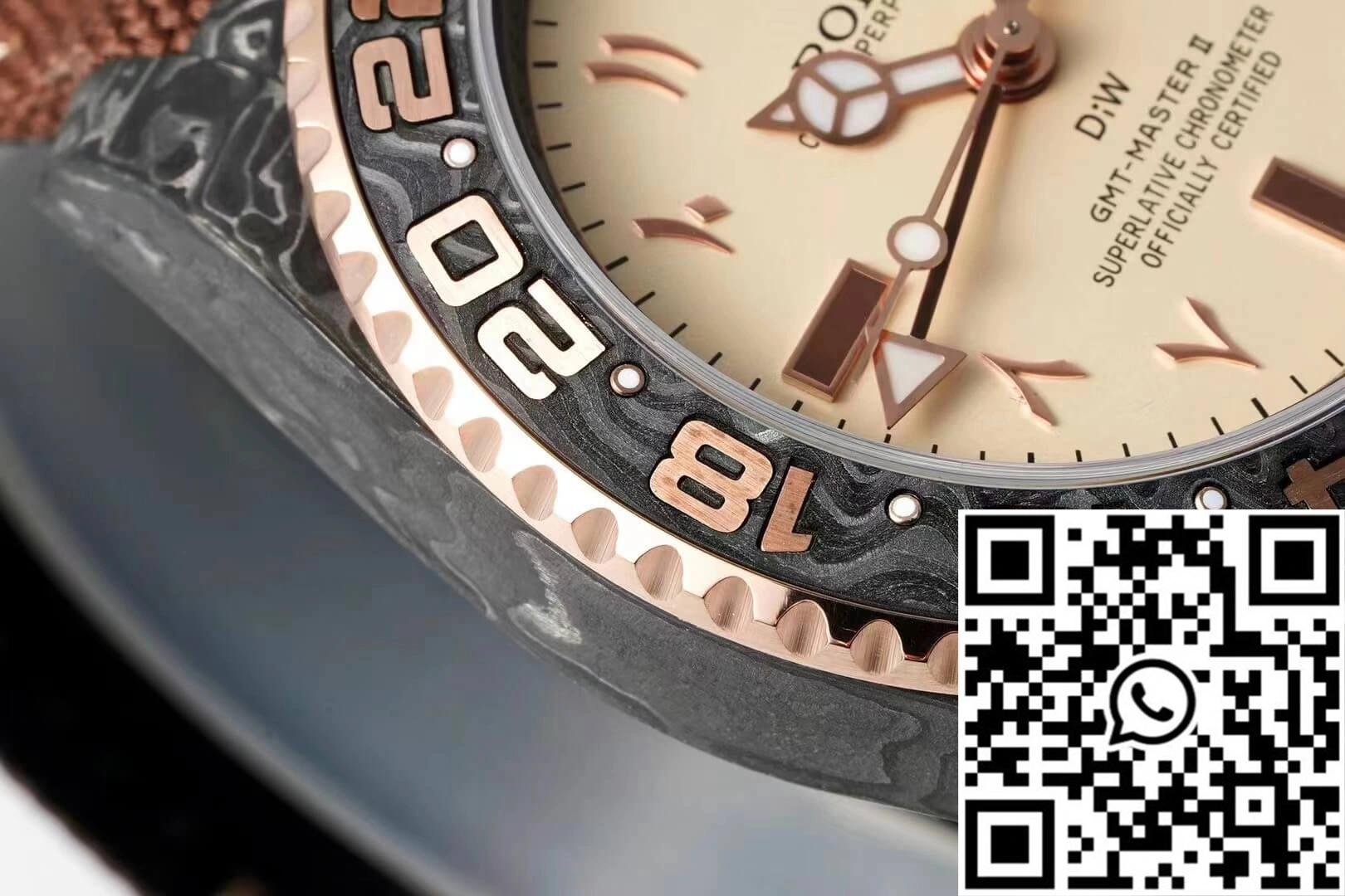Rolex GMT-MASTER II Diw Carbon Fiber Brown Fabric Strap