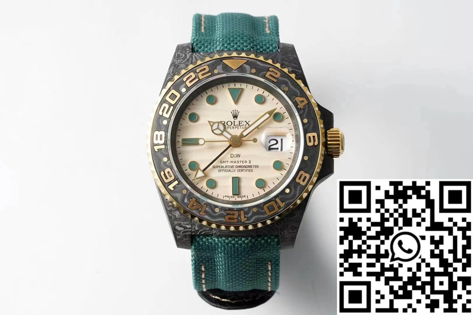 Rolex GMT-MASTER II Diw Carbon Fiber Case Green Fabric Strap