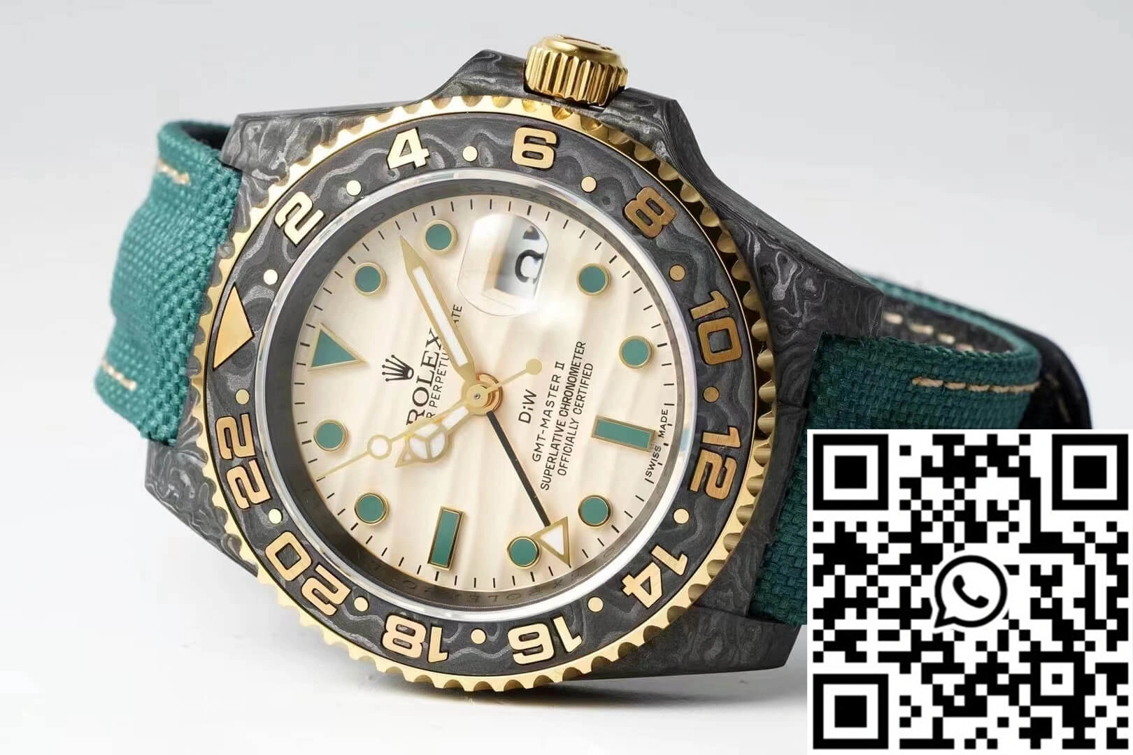 Rolex GMT-MASTER II Diw Carbon Fiber Case Green Fabric Strap