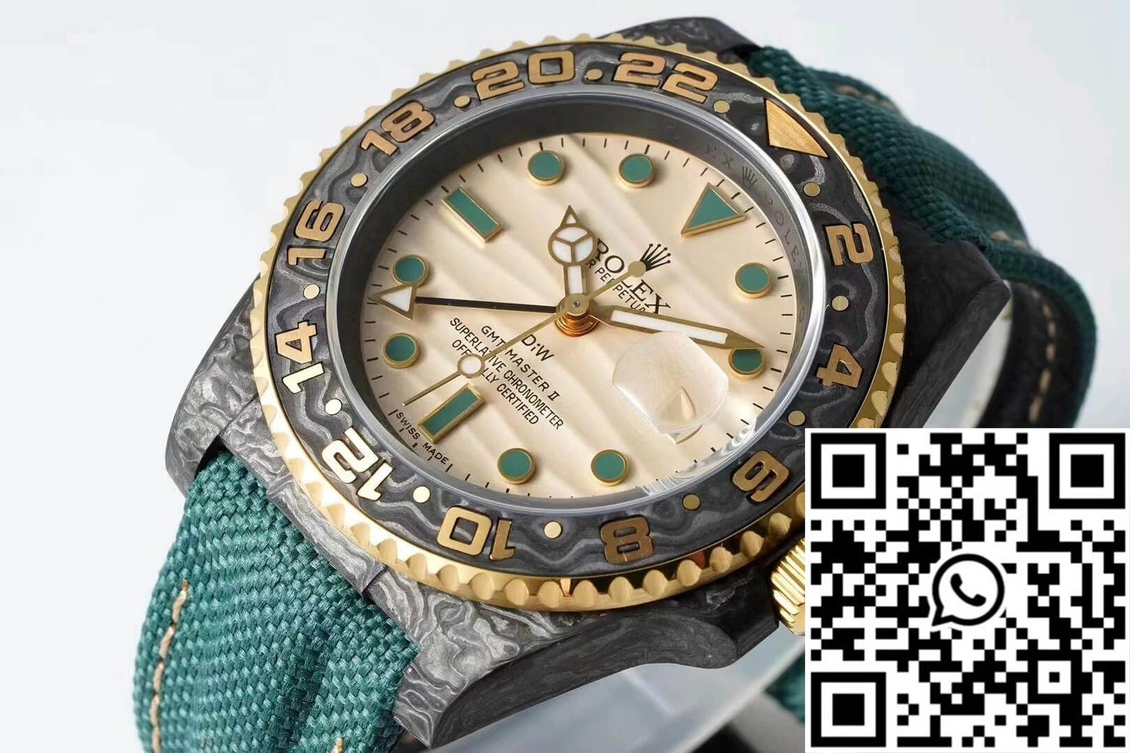 Rolex GMT-MASTER II Diw Carbon Fiber Case Green Fabric Strap