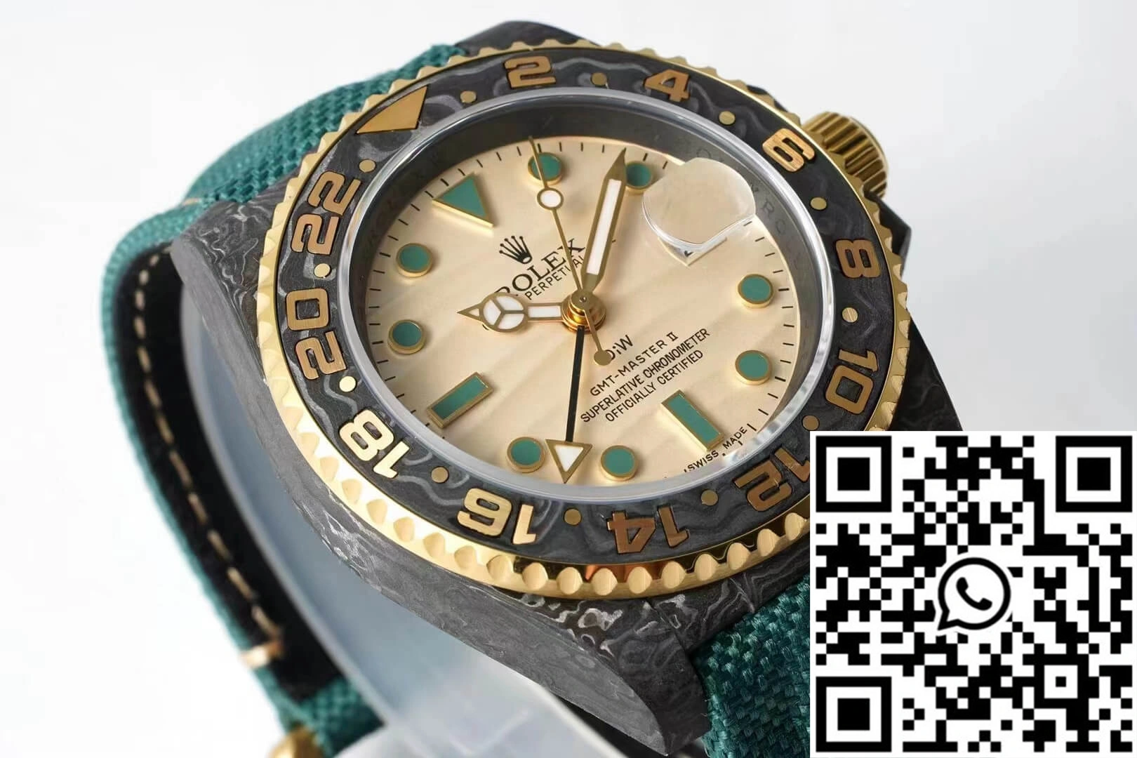 Rolex GMT-MASTER II Diw Carbon Fiber Case Green Fabric Strap