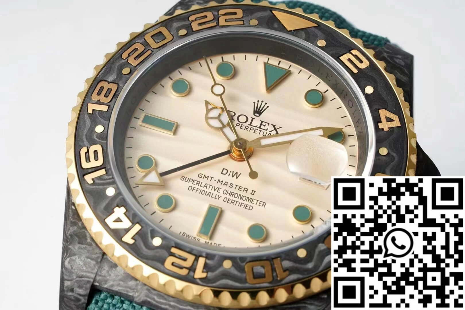 Rolex GMT-MASTER II Diw Carbon Fiber Case Green Fabric Strap