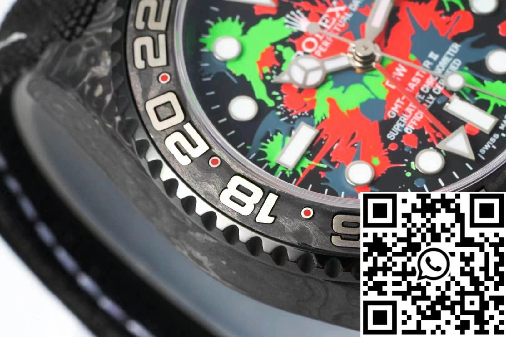 Rolex GMT-MASTER II Diw Carbon Fiber Color Dial Black Fabric Strap