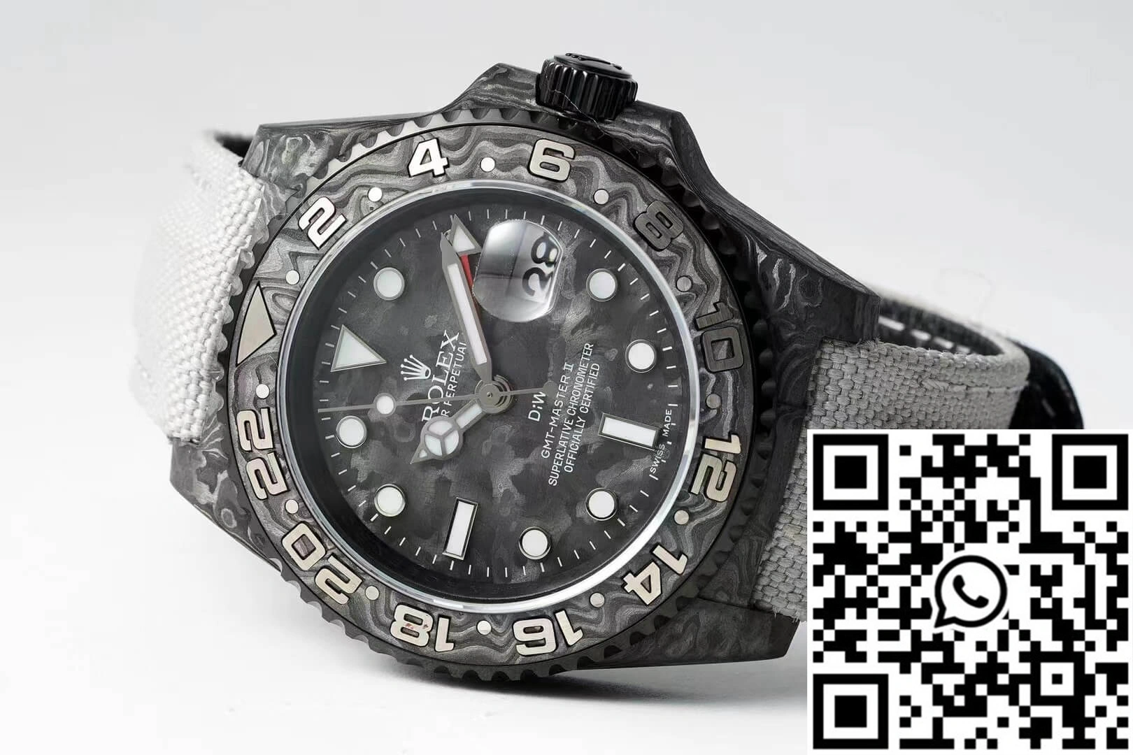 Rolex GMT-MASTER II Diw Carbon Fiber Dial Fabric Strap