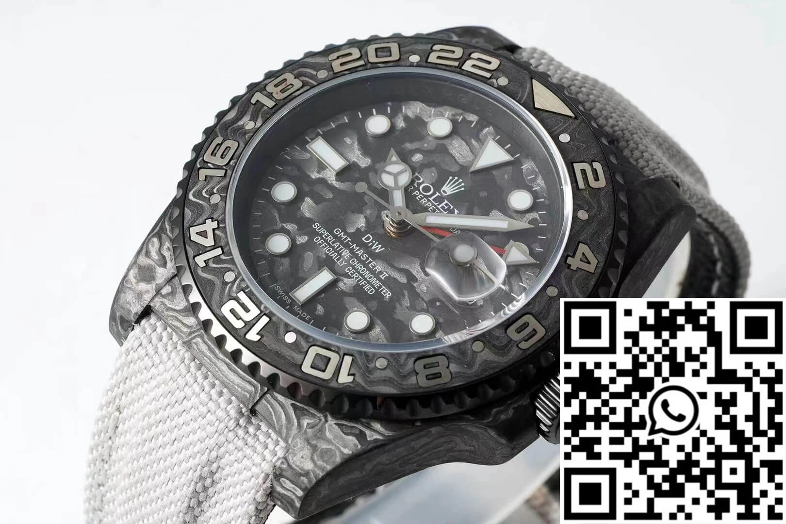Rolex GMT-MASTER II Diw Carbon Fiber Dial Fabric Strap
