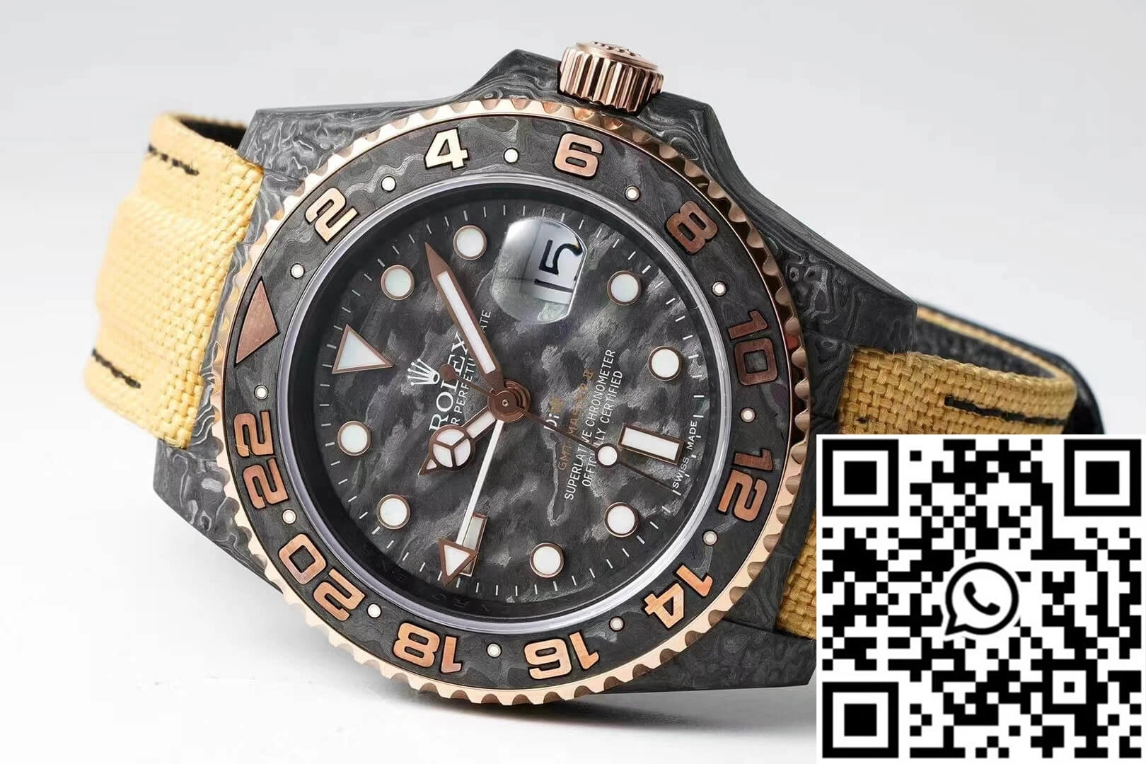 Rolex GMT-MASTER II Diw Carbon Fiber Yellow Fabric Strap