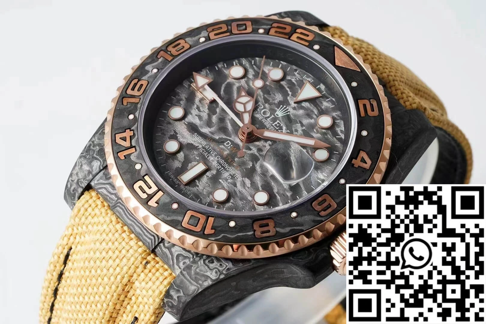 Rolex GMT-MASTER II Diw Carbon Fiber Yellow Fabric Strap