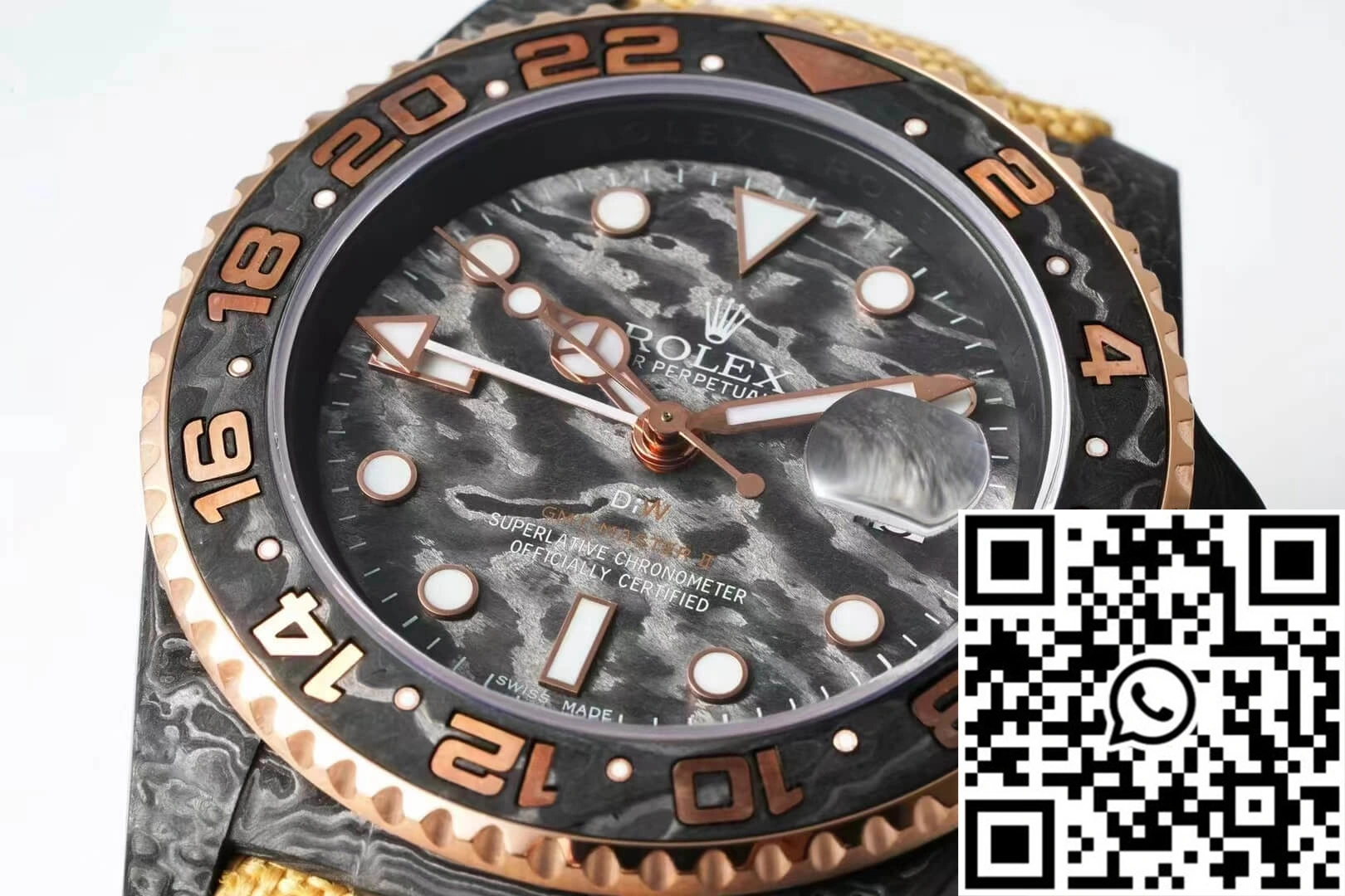 Rolex GMT-MASTER II Diw Carbon Fiber Yellow Fabric Strap