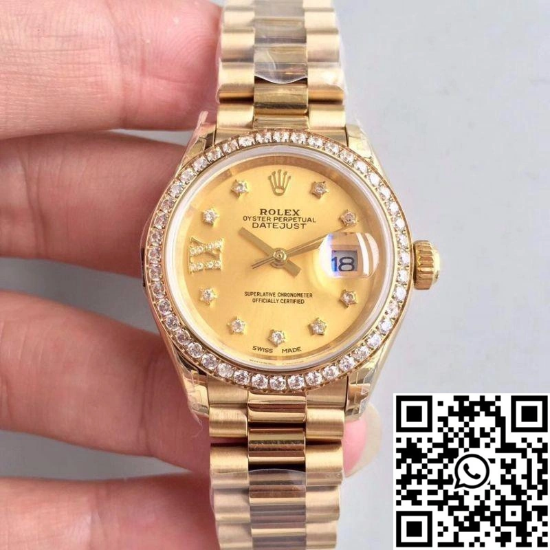 Rolex Lady Datejust 279138RBR 28MM Yellow Gold Champagne Dial