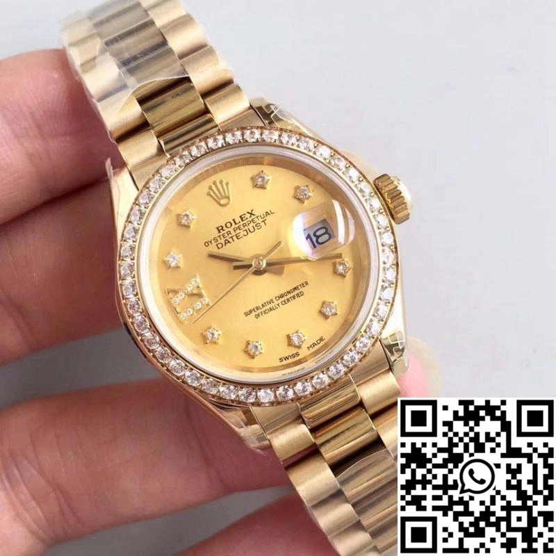Rolex Lady Datejust 279138RBR 28MM Yellow Gold Champagne Dial