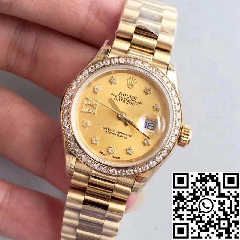 Rolex Lady Datejust 279138RBR 28MM Yellow Gold Champagne Dial