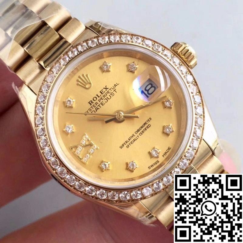 Rolex Lady Datejust 279138RBR 28MM Yellow Gold Champagne Dial