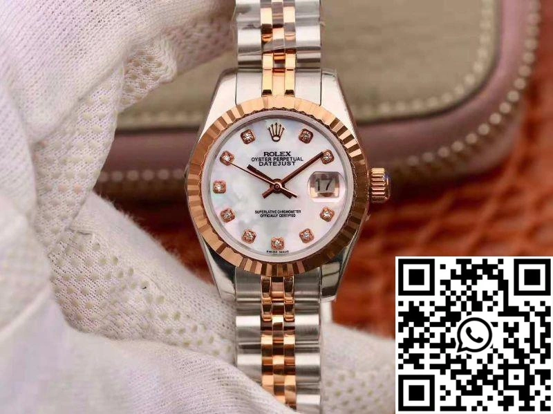Rolex Lady Datejust Rose Gold 28MM White Enamel Dial