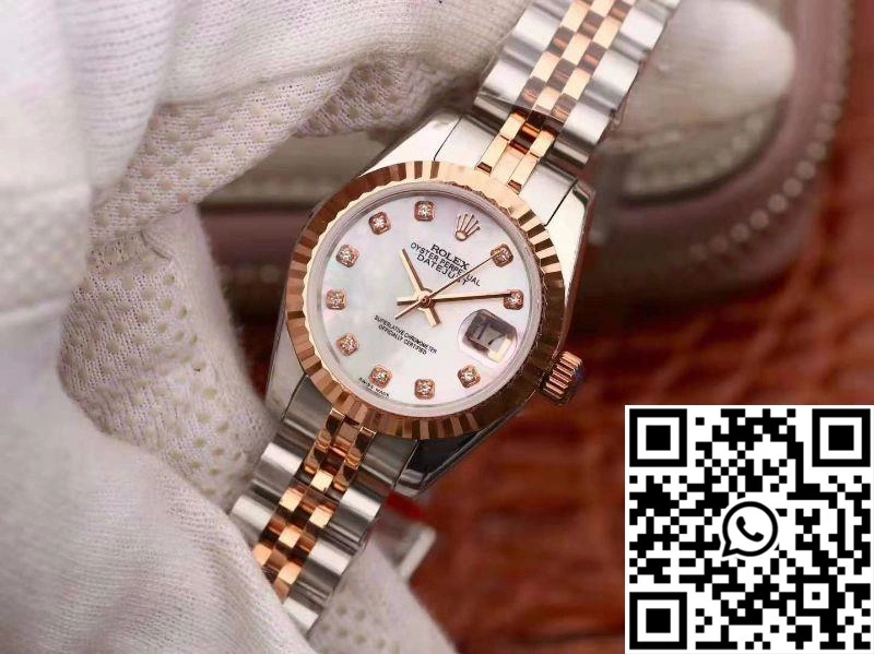 Rolex Lady Datejust Rose Gold 28MM White Enamel Dial