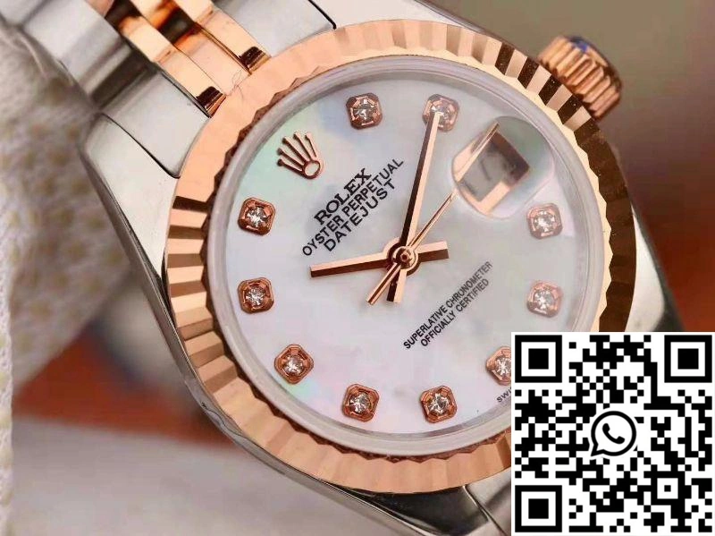 Rolex Lady Datejust Rose Gold 28MM White Enamel Dial