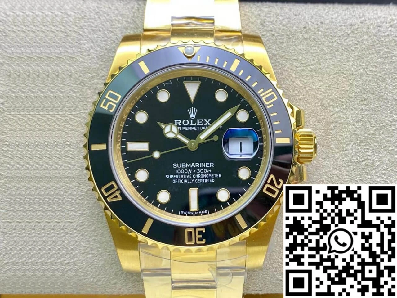Rolex Submariner 116618LN-97208 VS Factory Yellow Gold Black Dial