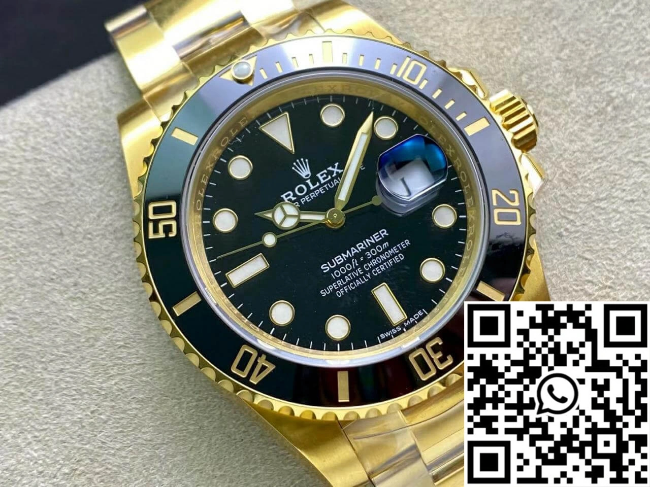 Rolex Submariner 116618LN-97208 VS Factory Yellow Gold Black Dial