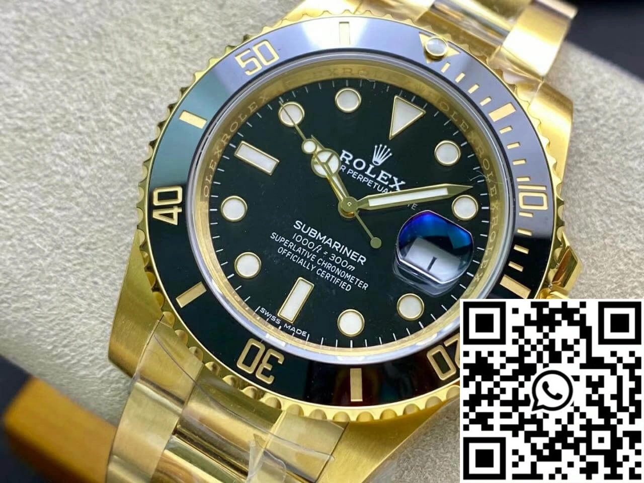 Rolex Submariner 116618LN-97208 VS Factory Yellow Gold Black Dial