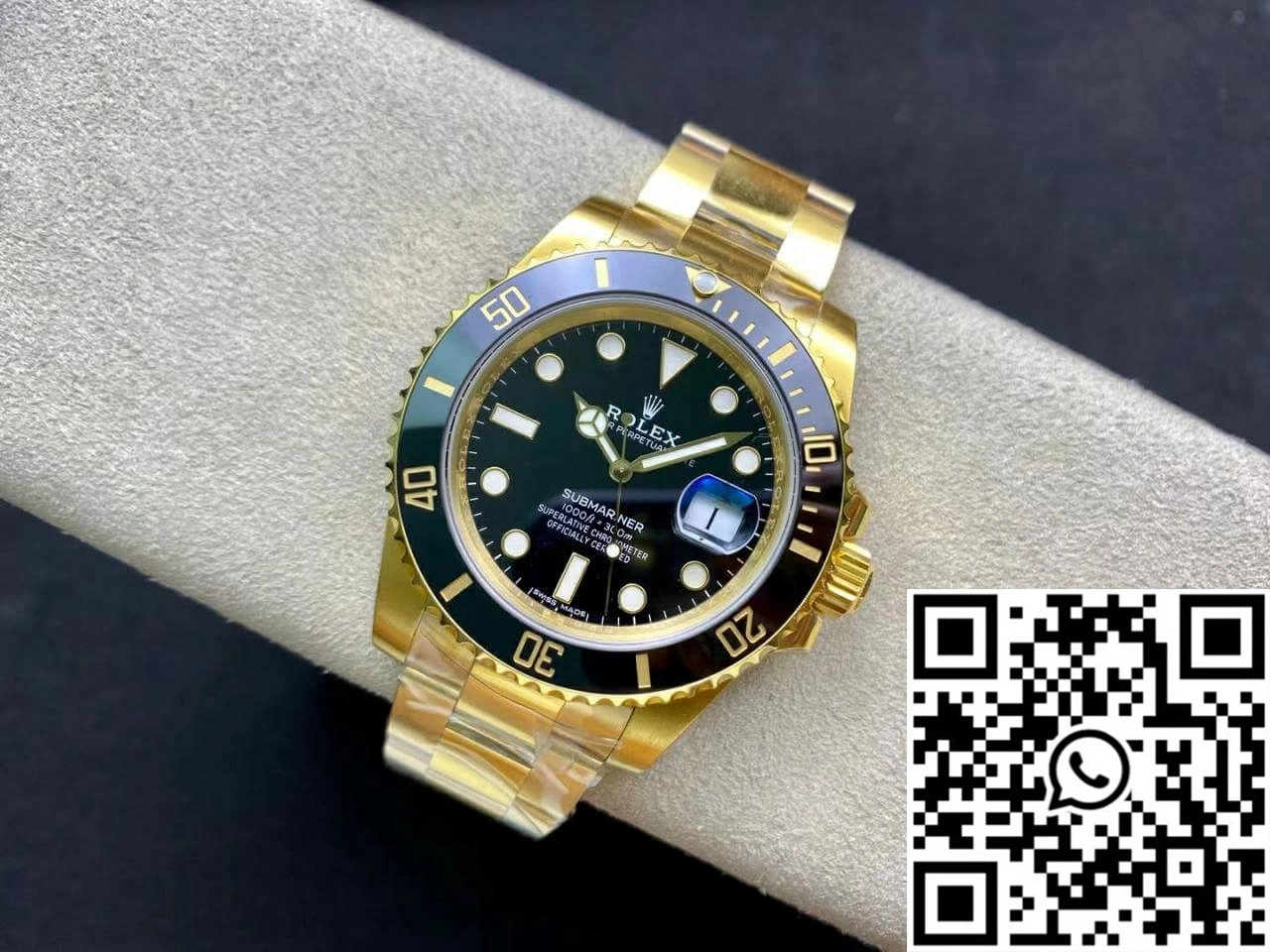 Rolex Submariner 116618LN-97208 VS Factory Yellow Gold Black Dial