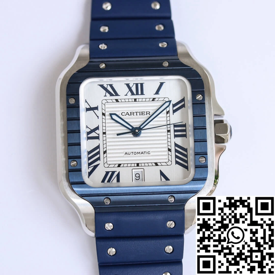 Santos De Cartier GF Factory Blue Rubber Strap
