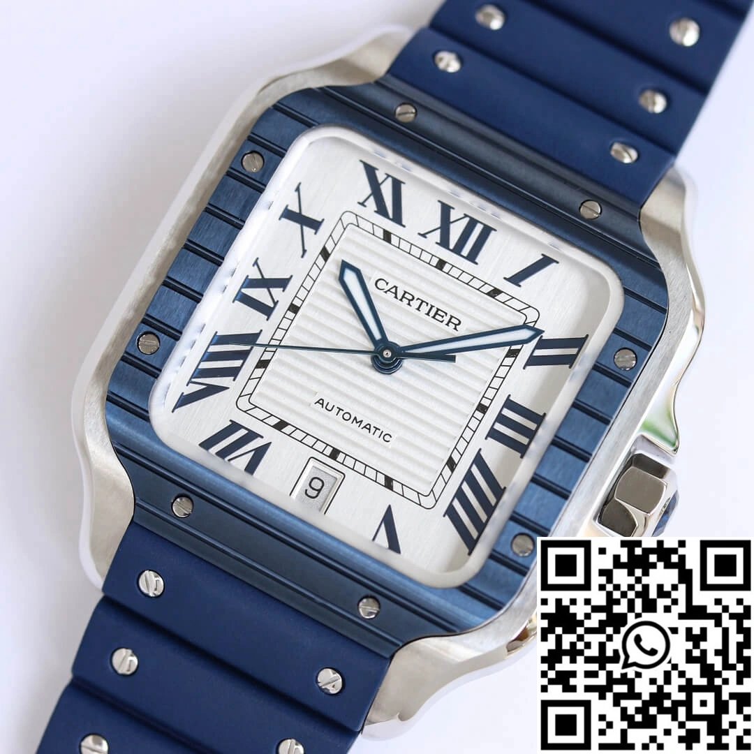 Santos De Cartier GF Factory Blue Rubber Strap